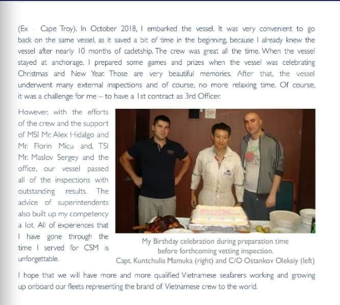 Trang 2 bài My Cadet Story: hợp đồng đầu làm Phó ba trên tàu CSM