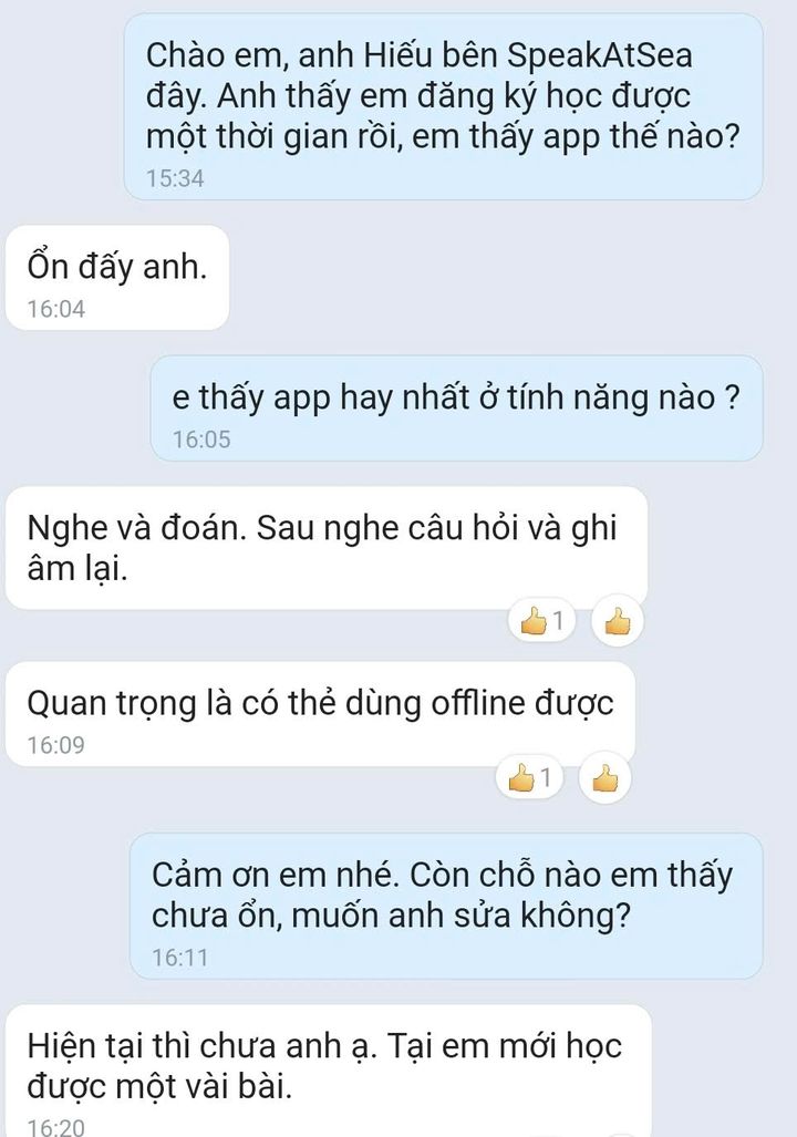 Học viên: hay nhất là nghe và đoán, ghi âm lại, dùng offline được